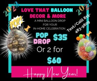 ~Balloon Pop Drops~ are available for your in home celebrations 🎉 Great for New Year’s Eve Parties 🎊 
•
Last Day to order 12/30 12:00pm
•
Have a little fun with the family with a Balloon Burst 💥 
•
Comes with or without paper confetti, small balloons inside a big Balloon, Yes we will give you the wand to Pop the Balloon 🎈
.
Special Offer for Only $35, Pick up at 338 S Budler Romeoville IL
Delivery $10 outside of 5 miles radius from the above address. 
Message or Call to place your order 815-483-9809
Love That Balloon Decor and More

#balloondecor #ballooncenterpiece #plainfield #bolingbrook #joliet #romeovilleballoons #nyeballoons #holidayballoons #aurora #romeoville #naperville #chicagoballoons #joliet #cresthill #plainfield #minooka #shorewood #balloondecorations #balloongarland #balloonbouquet #birthdayballoons #withlovevenue #holidayseason #newyearseveballoon